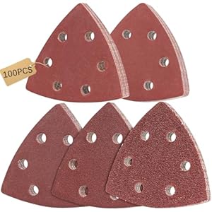 100 Stück Dreieck Schleifpapier Set – Schleifpapier 93x93x93mm für Deltaschleifer, Klett Schleifpapier Holz Metall, Mixpack 40/80/120/240/400 Körnungen – Passend für Bosch & Einhell Dreieckschleifer