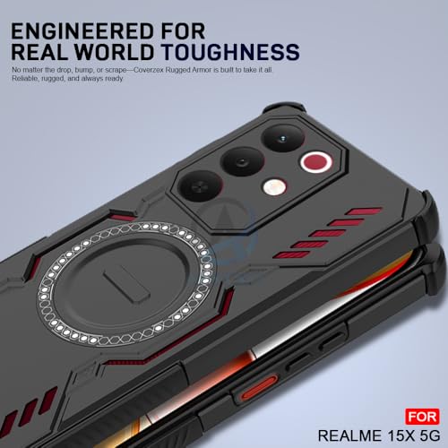 Image of AESTMO Back Case Cover for Realme 15X 5G / C85 5G | Magnetic Case with Built-in Metal Ring | Compatible with MagSafe Accessories | Shockproof Hybrid (PC + TPU, Black)