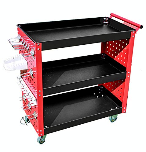 Tool Trolley Car Trolley Multifunctional Thicken Auto Repair Tool Shelf Layer Workshop Car Repair Mobile Push Parts Cart (Color : Red, Size : 72x36x80cm)