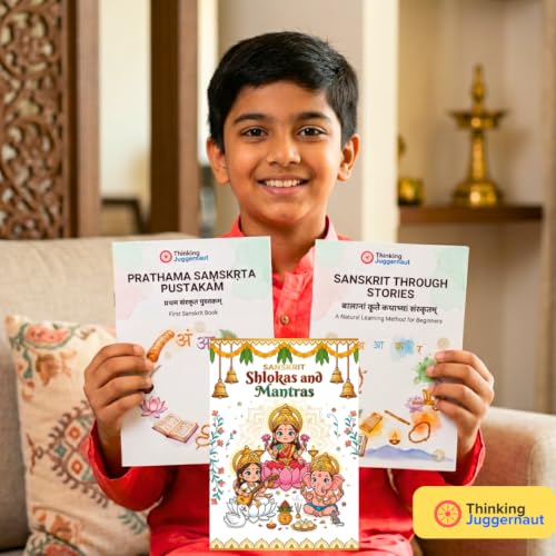 Image of Sanskrit Learning Books for Kids | 3 Sanskrit Books for Beginners with Stories, Shlokas-Mantras, 20+ Activities, Flashcards & Make Your Own Manuscript