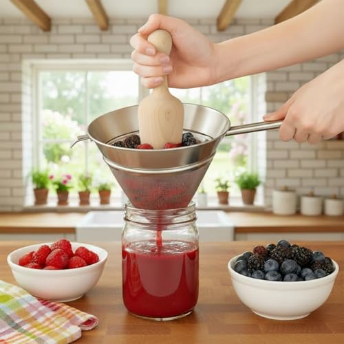 Image of Blushtier 11.8'' x 2.4'' Wooden Chinois Pestle Cone Shaped Kitchen Pestle for Sauces, Soups, Purees, Jams, and More