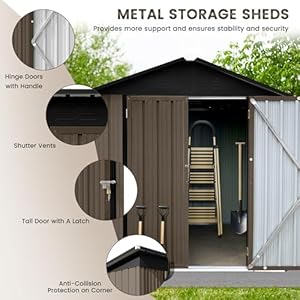 6 x 4FT Outdoor Storage Shed,Anti-Corrosion Tool Shed with Sloping Roof,Heavy Duty Metal Tool Sheds Storage House w/Lockable Door & Air Vent for Garden, Patio, Lawn 6 x 4FT Outdoor Storage ShedAnti Corrosion Tool Shed with Sloping RoofHeavy Duty Metal Tool Sheds Storage House wLockable Door Air Vent for Garden Patio Lawn