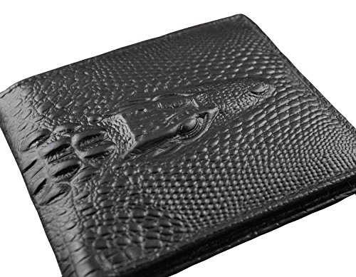Crocodile Alligator Head Real Leather Men Bifold Slim Coin bill Wallet Purse3