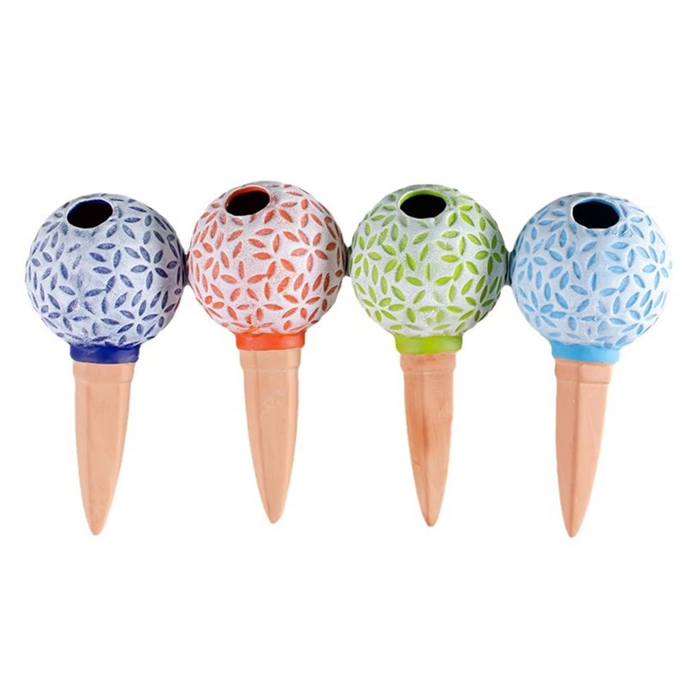 Tuidzljd 4Pcs Ceramic Self-Watering Spikes Baseball Shape Automatic Drip Irrigation System Water Dripper Device for Plants