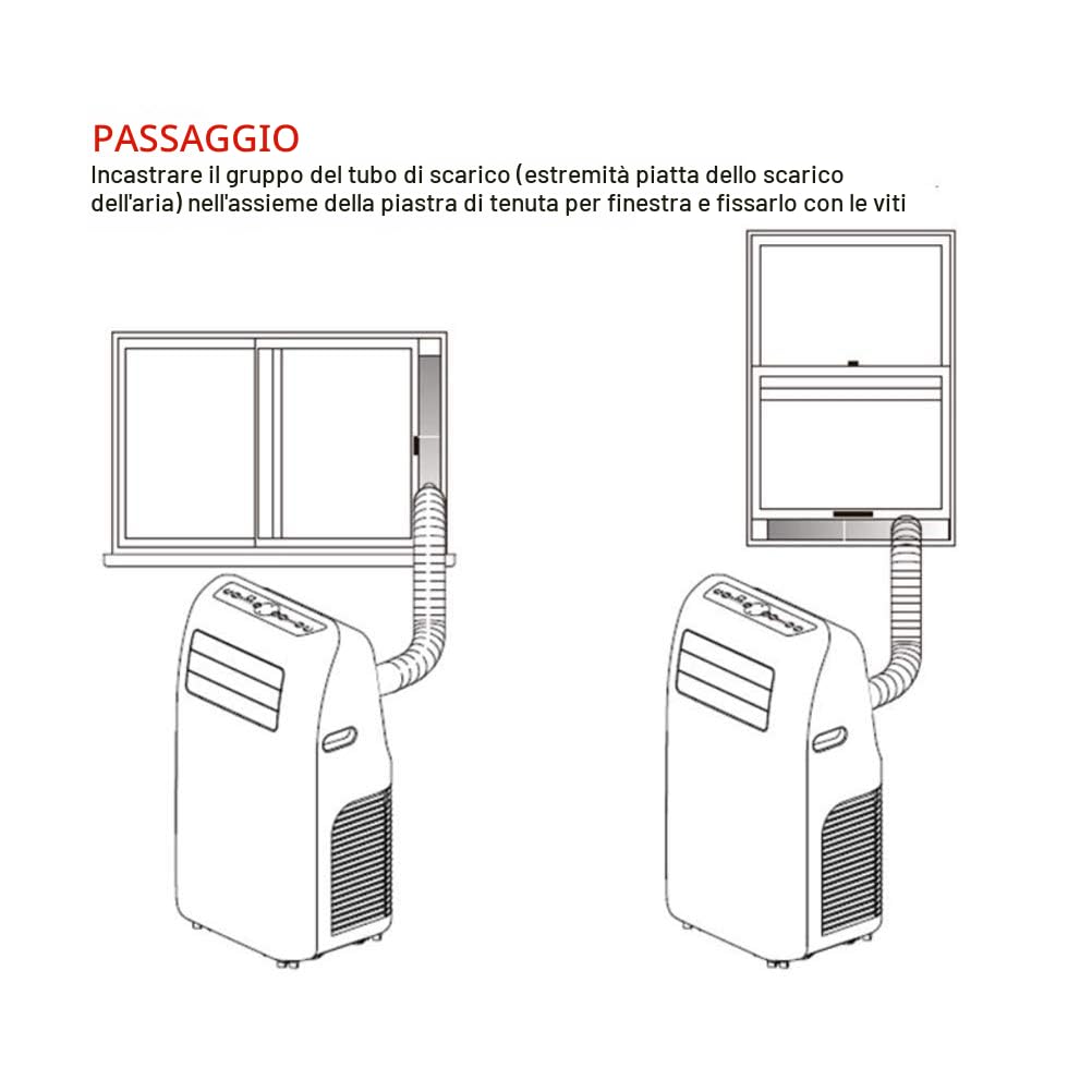 Kit per finestra condizionatore d'aria, guarnizione universale portatile allungata e regolabile, 110 cm, per tubo di scarico 14 cm