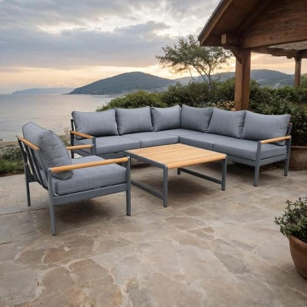 OUTLIV. Ecklounge Sina Aluminium & Akazie Anthrazit