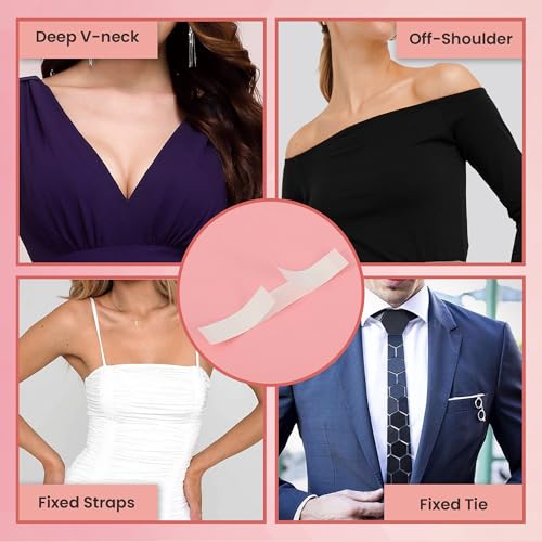 WROLY 100 Strips Double Sided Body Tape, Tit Tape Adhesive Fabrics, Boobie Tape for All Skin Types, Transparent Boob Tape3