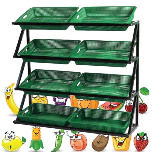 Estante organizador de frutas y verduras que optimiza el espacio en tu tienda de alimentación