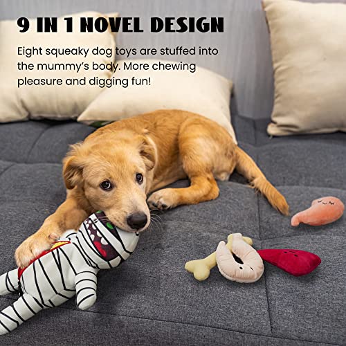 Nocciola 9 in 1 Halloween Zombie Mummy Dog Toys, Funny Plush Stuffed Squeaky Dog Chew Toys for Puppy Small and Medium Size - Image 3