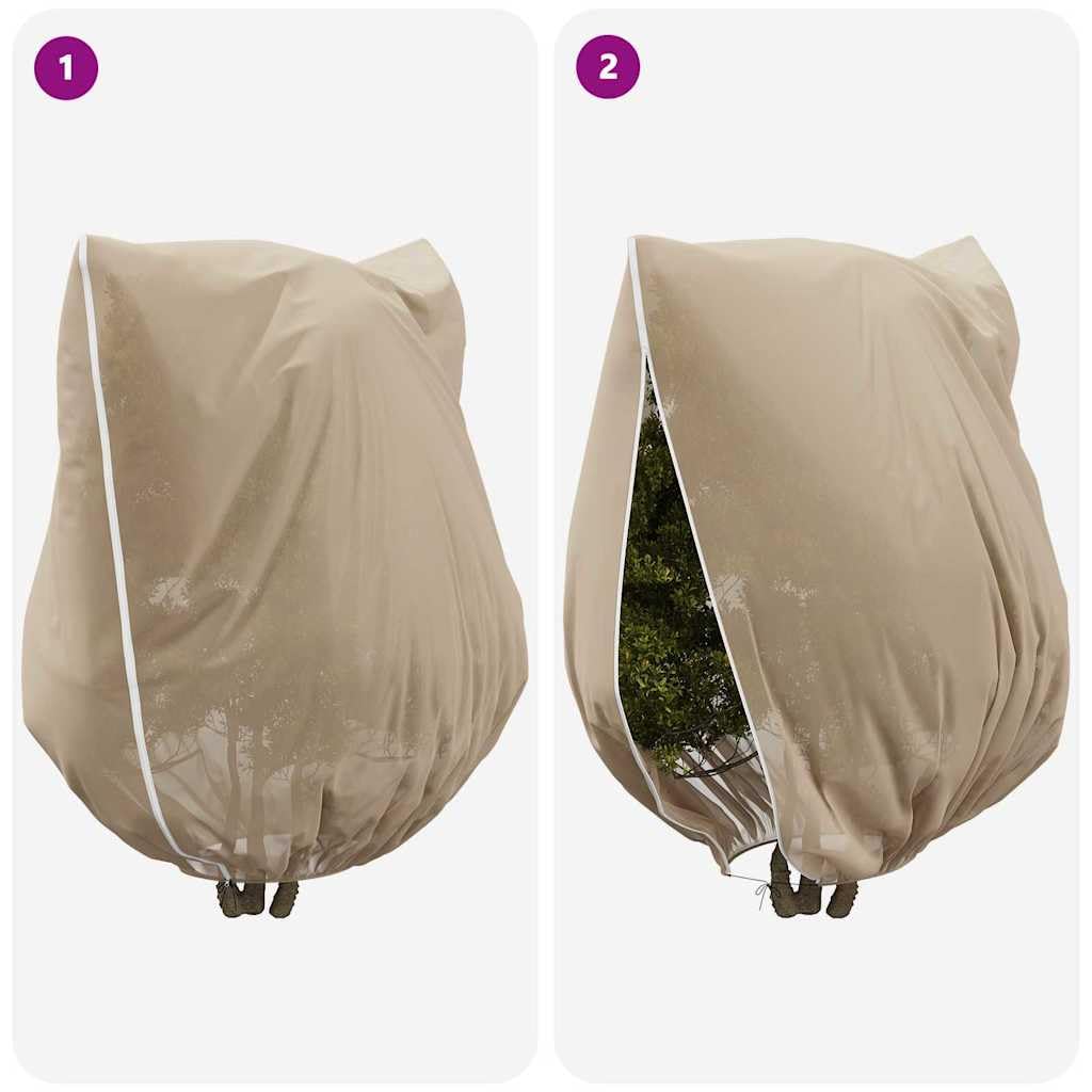 Frostschutz Pflanzenvliesabdeckung mit Reißverschluss, 3er Set Beige 3x3,93 m, Winterschutz für Pflanzen mit Kordelzug, wiederverwendbares Vlies für Außenpflanzen
