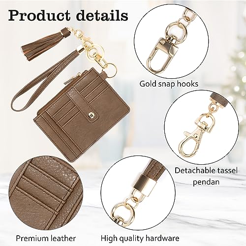 Image of KNGITRYI Small Wristlet Wallets for Women RFID Credit Card Holder Wallet Keychain Wristlet Wallet Credit Card Wallets for Women (Clay Brown)