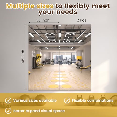 Image of LOAAO Home Gym Mirror 65 inchx30 inch, 2 PCS