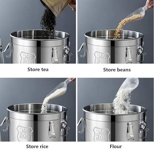 Lattine ermetiche in acciaio inox 304, resistenti e contenitori per alimenti per riso, farina e cereali, con coperchi ermetici, ideali per l'organizzazione della cucina
