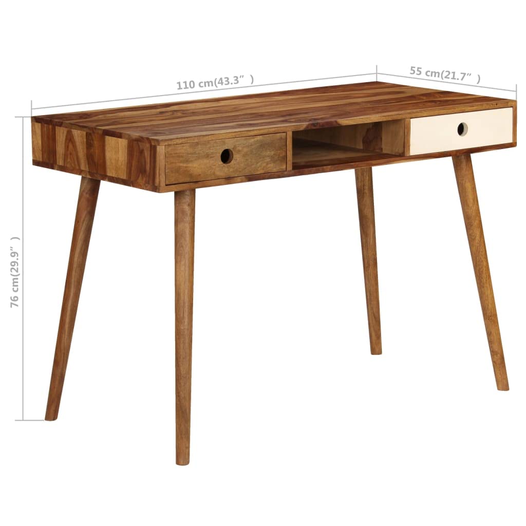 vidaXL Bureau Table Travail Ordinateur Mobilier Meubles Bois Massif de Sesham