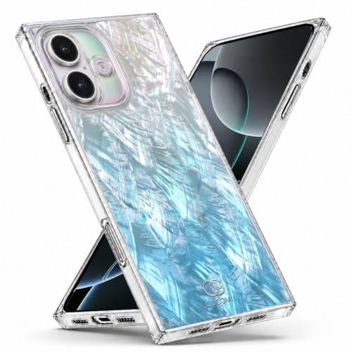 Image of COCOMII Rectangle for iPhone 16 Case, Turquoise Real Mother of Pearl