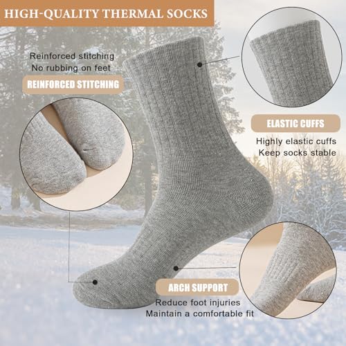 Josnown Calcetines Térmicos para Mujer Calcetines de Senderismo al Aire Libre Calcetines de Invierno Gruesos Cálidos de Lana Transpirables Acolchados Calcetines de Bota para Esquí Senderismo Ciclismo - imagen 3