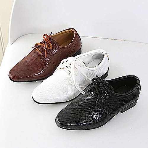 Boys Derb𝐲 Leather Dress Shoes Pointed Toe Oxford L𝐚ce Up Part𝐲 Performance Prom British Style Footwear for Kids4