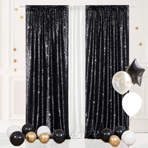 Eternal Beauty Black Sequin Backdrop Curtain 2FT x 8FT 2PCS