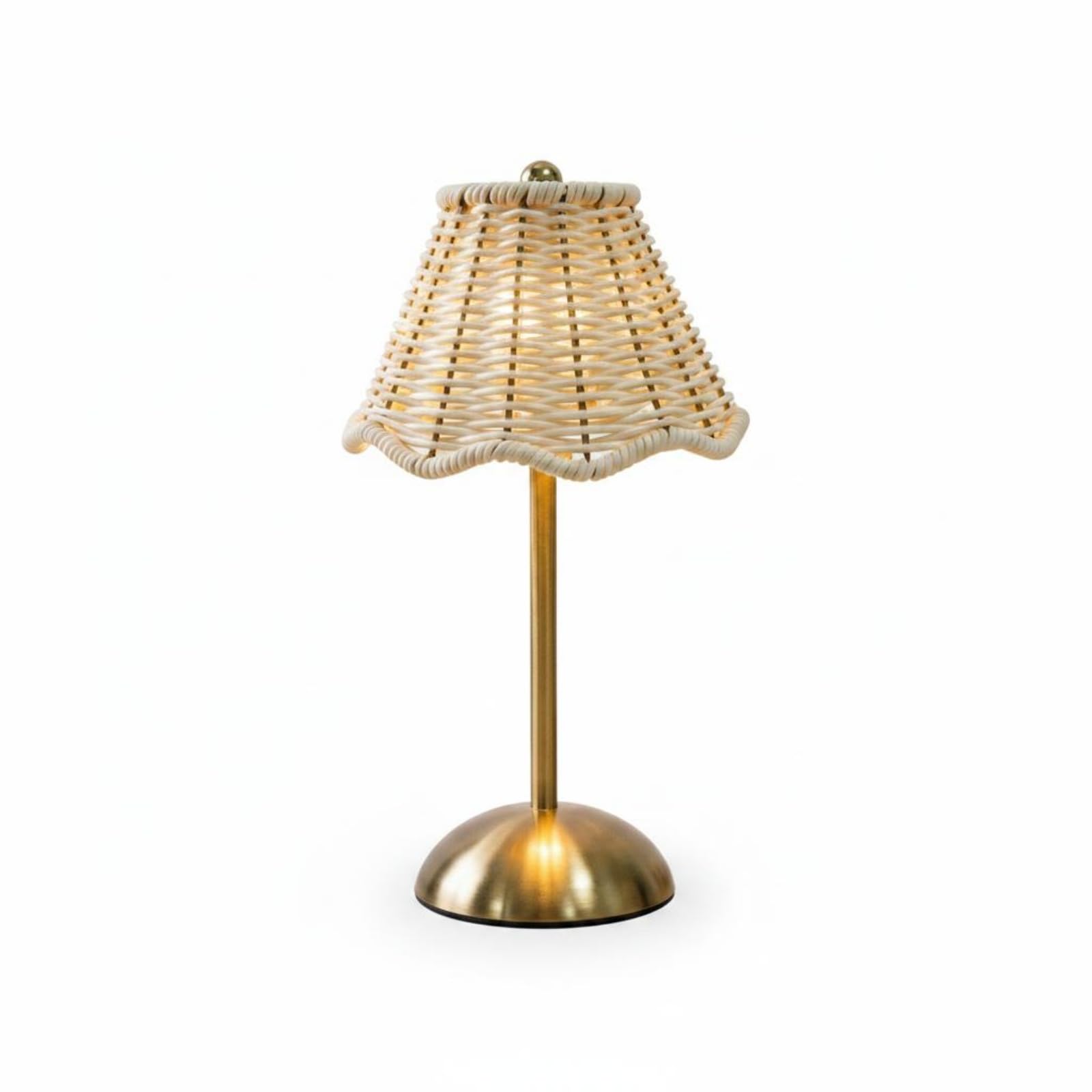 Portable Rattan Table Lamp Cordless Boho Metal Rechargeable Night Light Type-C Charging For Indoor, Outdoor, White | Lamps Lamps, Lighting Pottery &-image-1