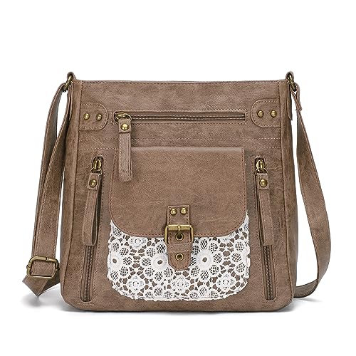 Image of Crossbody Bags for Women Medium PU Leather Multi Pocket Shoulder Purses