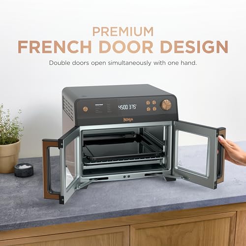 Image of Ninja | French Door Premier Air fry Oven | 10-in-1 functions | 20.3-qt capacity | 5-qt Air Fry Basket, Sheet Pan, Wire Rack, Broil Rack | PFAS-free, Dishwasher-Safe Accessories | Black | FO101BK