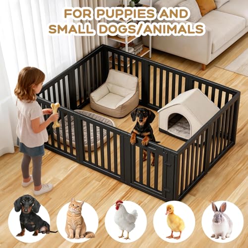 Image of Dog Playpen Indoor,Puppy Playpen,Black 30.3 inch H,10 Panels | Dog Play Pen Indoors with Open View, Tool-Free Setup, Multi-Shape Setup, Dog Pen for Dogs, Cats & Puppies