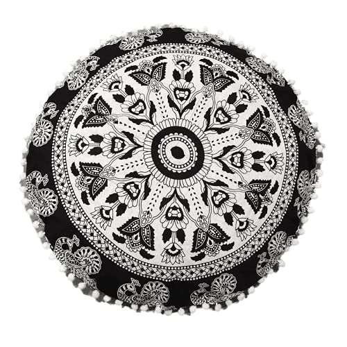 22 Inch Floor Seating “Cover Only” Round Throw Pillows Boho Mandala Decorative Cushion Covers Meditation Pouf Seat Case Yoga Hippie