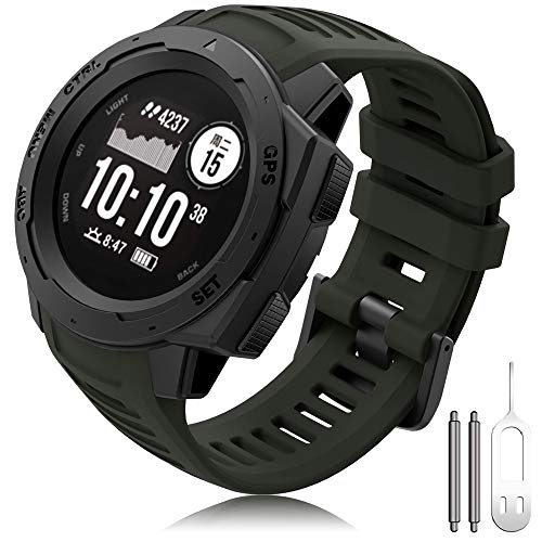 TOPsic Garmin Instinct Bracelet de Montre, Silicone Bande 22mm Remplacement Montre de Easy Fit Bracelet pour Garmin Instinct Sports GPS Montre Intelligente avec Adaptateur Cover