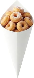 Restaurantware Conetek 11.5-Inch Eco-Friendly White Finger Food Cones: Perfect for Appetizers - Food-Safe Paper Cone - Disposable and Recyclable - 100-CT