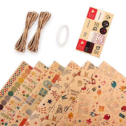 We Moment Zone Papel de regalo de cumpleaños, papel de estraza para el día del niño, festival, fiesta, cumpleaños (6 unidades, 50 x 70 cm) Cover