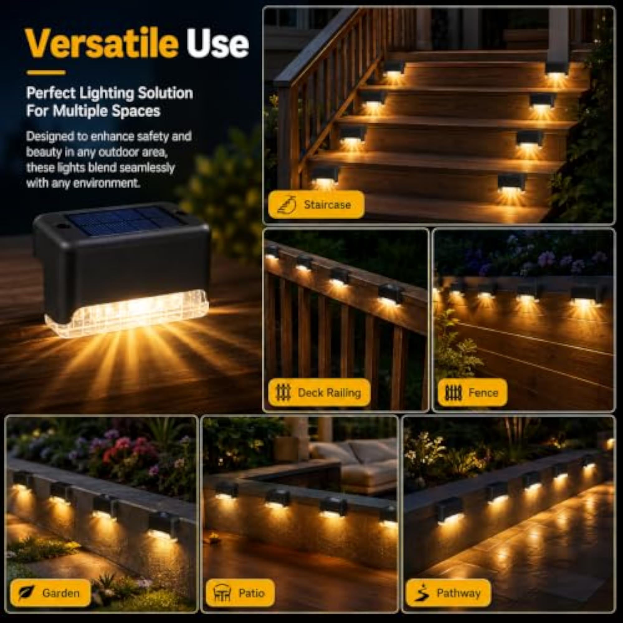 Set of 4 Solar Outdoor Lights for Home, Garden Decor