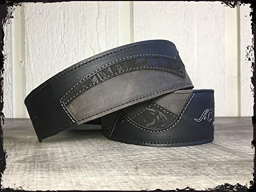 Anthology Gear "Shadowlands" Full Grain Leather Guitar Strap For Electric, Acoustic, And Bass Guitars (2" Width, Two Tone Black/Gray) #TOP6