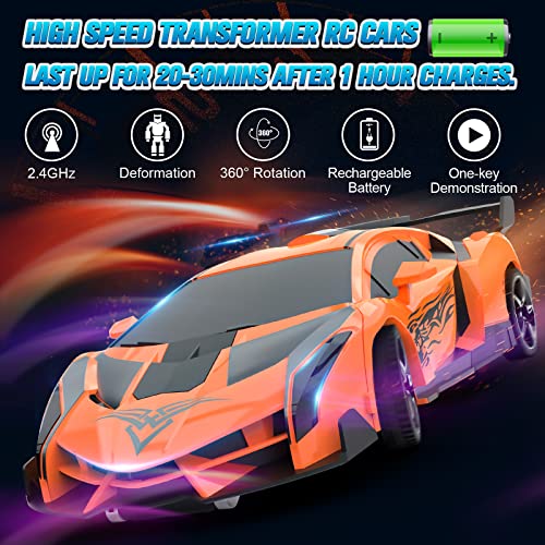 Bluejay X210729 Transform Rc Cars For Boys 4-7 8-12, 2.4Ghz 1:18 Scale Remote Control Car Transforming Robot, One-Button Deformation 360° Rotation And Drift Car Toy Gifts thumb #2