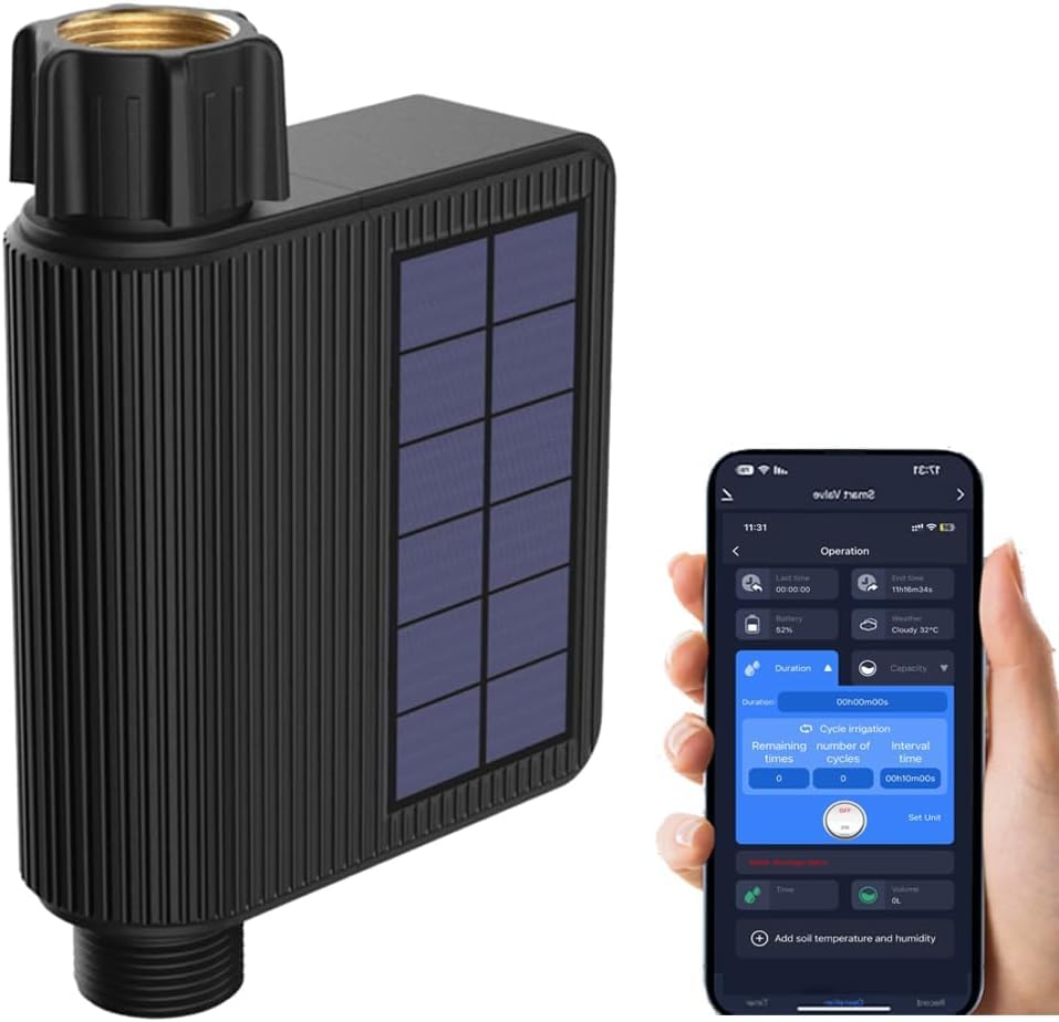 Haozee Solar WiFi Sprinkler Timer, Smart Hose Timer for Garden, App & Voice Control, Automatic Irrigation Controller