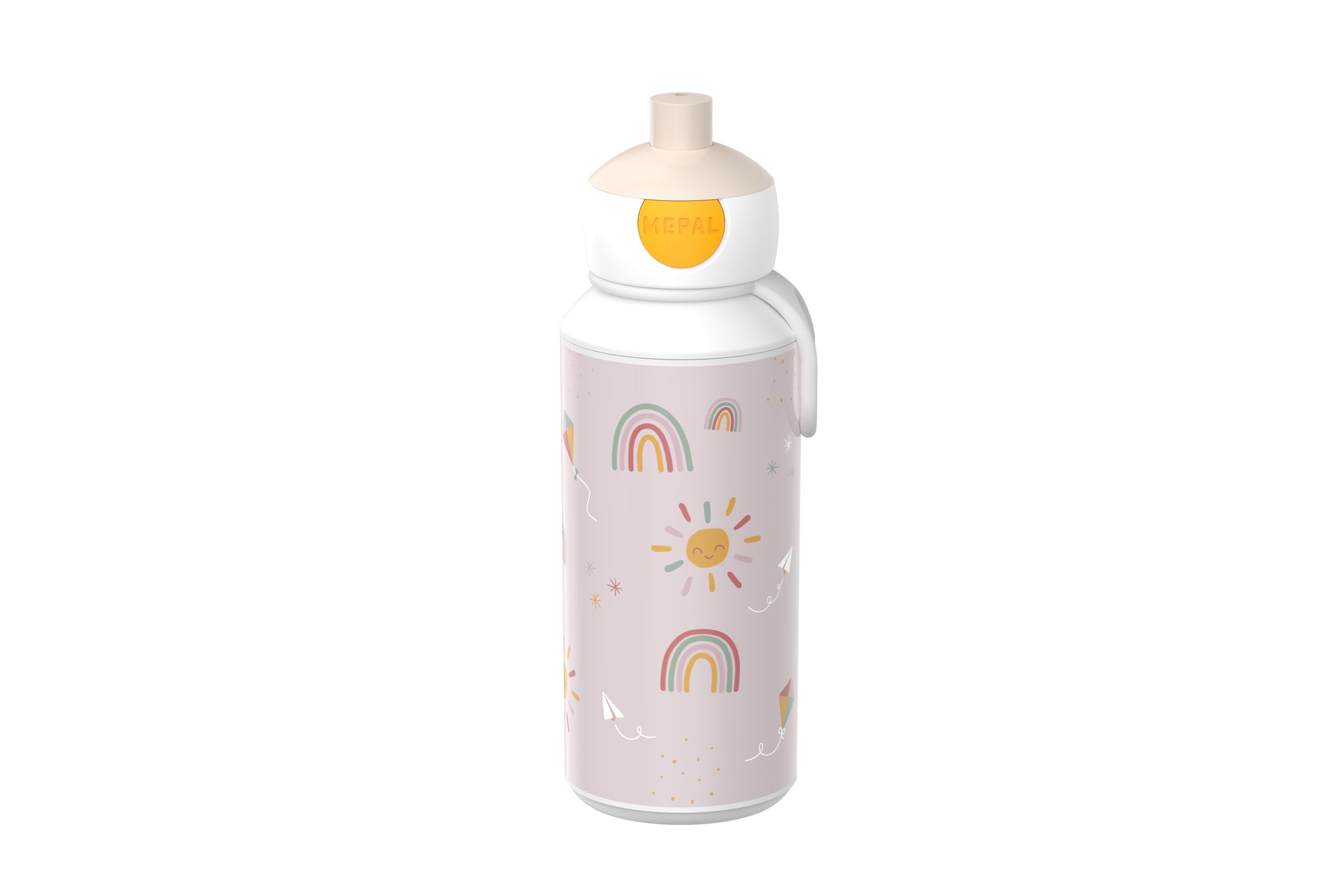 Mepal - Pop-up Campus Water Bottle - Water Bottle - Leak-proof Bottle for School - Reusable - BPA Free & Dishwasher Safe - 400 ml - Sunshine & Rainbow