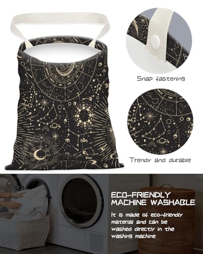 Image of Car Trash Can, Seat Back Hanging Car Trash Bag, Cute Canvas Car Garbage Bag, Essential Car Trash Bin Car Organizers Sun and Moon