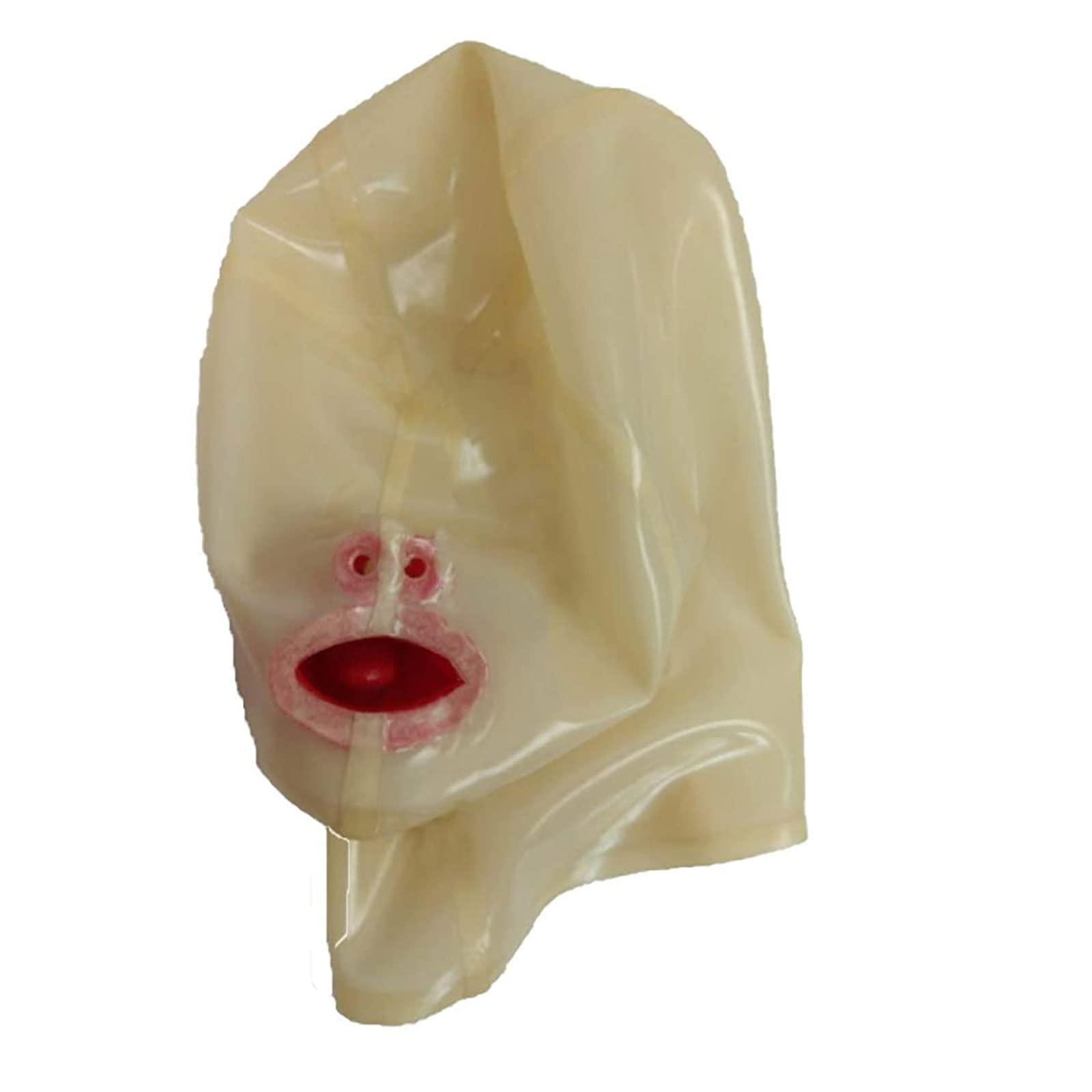 Latex Haube Befestigt Mund Knebel Und Nasen Rohr Transparente Gummi Maske Sexy Fetisch Halloween Cosplay Kostüm