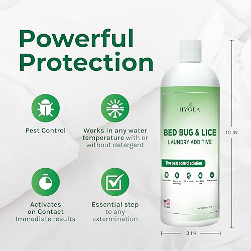 Image of Hygea Natural Lice and Bed Bug Laundry Additive - Environmentally Responsible, Odorless, and Stain-Free Liquid Laundry Treatment - Safe for Children and Pets - Any Water Temperature (32 Fl Oz) | Environmentally responsible, odorless, stain-free liquid treatment. Safe for children and pets in any water temperature.