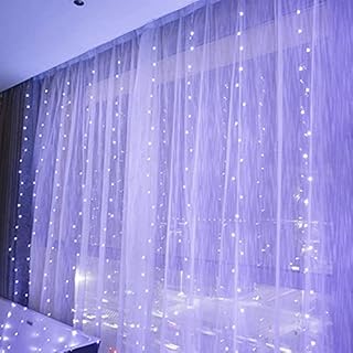 Led Curtain Lights 300 Led 9.8ft x 9.8ft Fairy Window Lights USB Plug Remote Control 8 Modes for Bedroom French Windows Gazebo Patio Brithday Christmas Wedding Camping Dance Party Decorations (White)