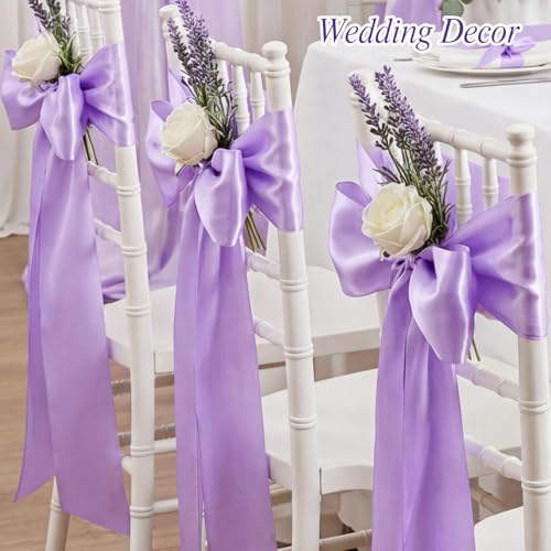 Image of woric Light Purple Ribbon 1 1 /2 Inch 50 Yards Solid Fabric Lavender Satin Ribbon for Flower Bouquet Gift Wrapping Wedding Party Vase Decorations