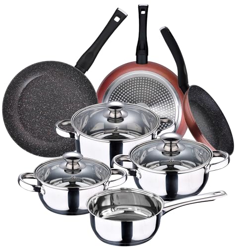 San Ignacio PK2366 Batería 7 piezas colección Faro y Set 3 sartenes 20/24/ 28 cms, aluminio...