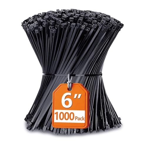 Zip Ties 6 inch with 25 lb Tensile Strength Black Cable ties 1000 Pack ANOSON