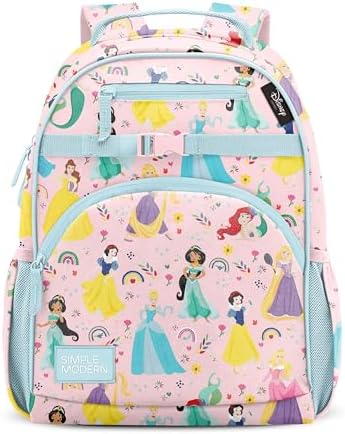 Simple Modern Large Disney Kids Backpack for School Girls and Boys | Princesses Elementary Backpack for Teen | Fletcher Collection | Kids - 16" tall | Princess Rainbows - View 3