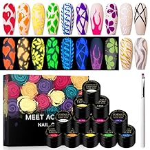 Glow in the Dark Paint for Nail Art Kit, 12 Colors Neon Luminous Polish, Fluorescent Bright Colors Yellow Green Blue Orange Soak off UV Gel With Glow Effect