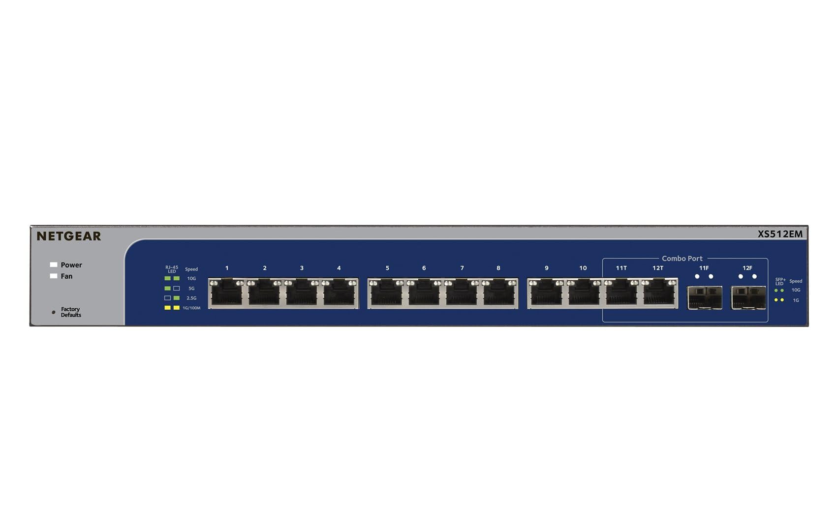 NETGEAR 12 Port 10GB Switch (XS512EM) | Multi-Gigabit Smart