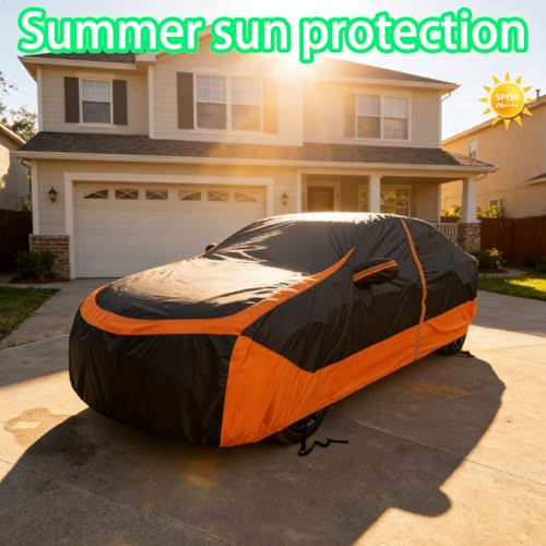 Image of Waterproof Outdoor Cover with Zipper Door Reflective Strips Fit for Toyota Camry, Nissan Altima, Honda Accord, Chevy Malibu, Kia Optima /K5, Subaru Legacy, Buick Regal etc. Fit Length (187-194 inch)