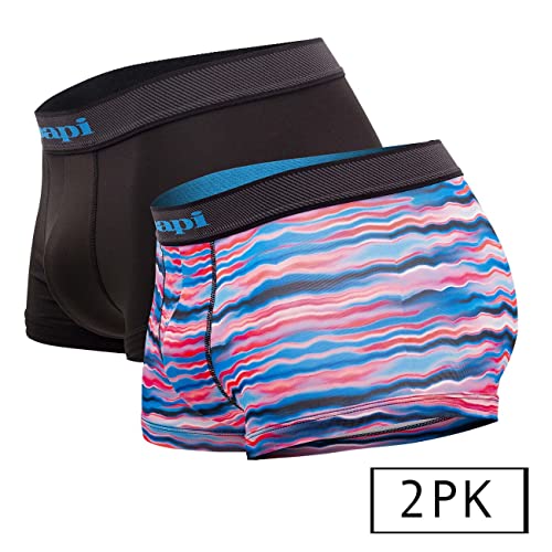 papi UMPA076 2PK Microflex Brazilian Trunks Color Waves-Black Size M2