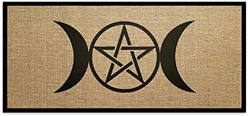 New Mungo Altar Cloth – Witchcraft Supplies, Wiccan Altar Supplies and Tools, Tarot Cloth – Witch Decor, Pagan Decor, Witchy Gifts – Triple Goddess Pentagram – Burlap with Fabric Backing – 24″x11 New Mungo Altar Cloth – Witchcraft Supplies, Wiccan Altar Supplies and Tools, Tarot Cloth – Witch Decor, Pagan Decor, Witchy Gifts – Triple Goddess Pentagram – Burlap with Fabric Backing – 24″x11