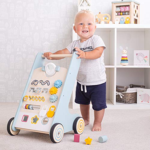 Image of Bigjigs Toys FSC Certified Activity Baby Walker - Wooden Walkers for Babies, Eco-Friendly Baby Walkers for 1 Year Olds, Push Along Toys