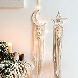 Koitoy 2 Stück Woven Wanddeko Wandteppich, Makramee Wandbehang Boho Deko,Böhmische Tapisserie Gewebte Haus Dekoration Chic Home Decor Geschenke Apartment Schlafsaal Raumdekoration(moon and star)